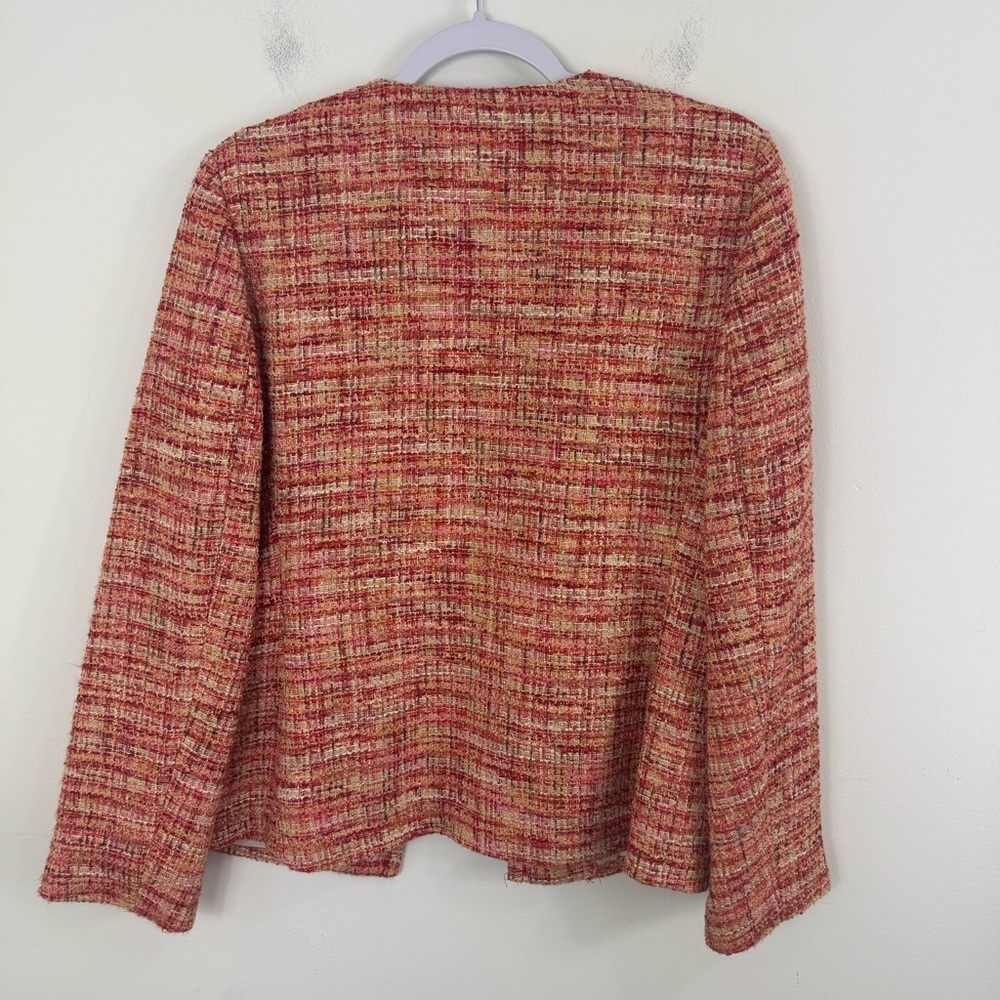 Talbots Women’s Tweed Blazer Jacket Orange Yellow Textured Career Work Size 10 - Picture 3 of 10